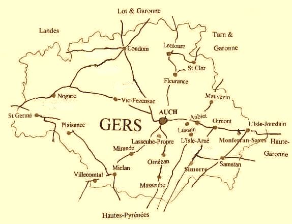 Carte des club du Gers